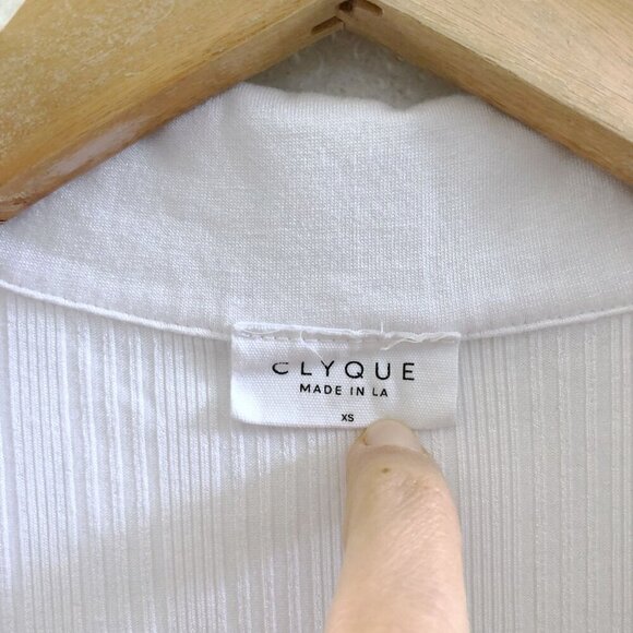 CLYQUE White Collared Rib Long Sleeve Bodysuit Size XS - Picture 6 of 6